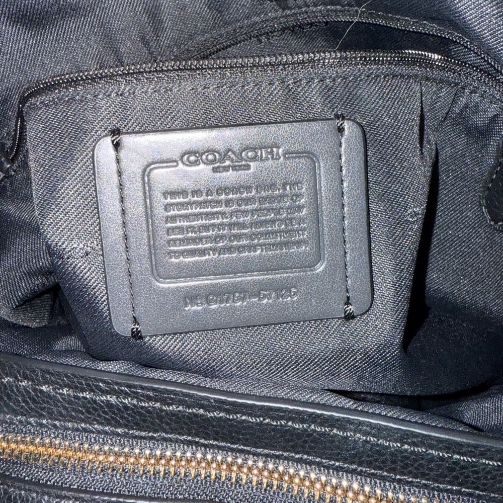 Coach Black Leather Shoulder Bag with Gold Accents - Picture 9 of 9